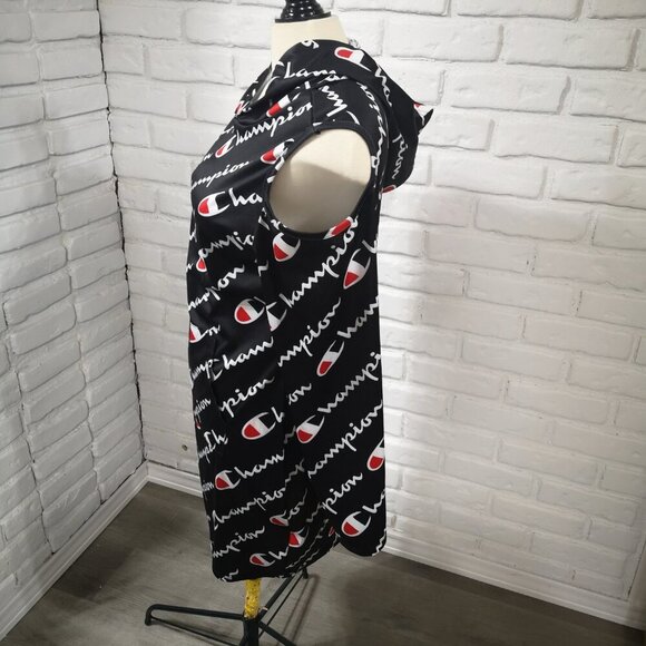 Champion Ladies Size XL Black White & Red Cold Shoulder Dress with Hood - Picture 6 of 11